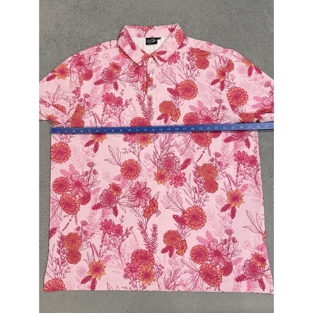 Sunday Swagger Polo Shirt Men's 2XL Performance Golf Tropical Floral AOP Wicking - Picture 4 of 8